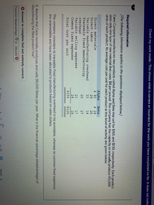  Check my work mode : This shows what is correct or