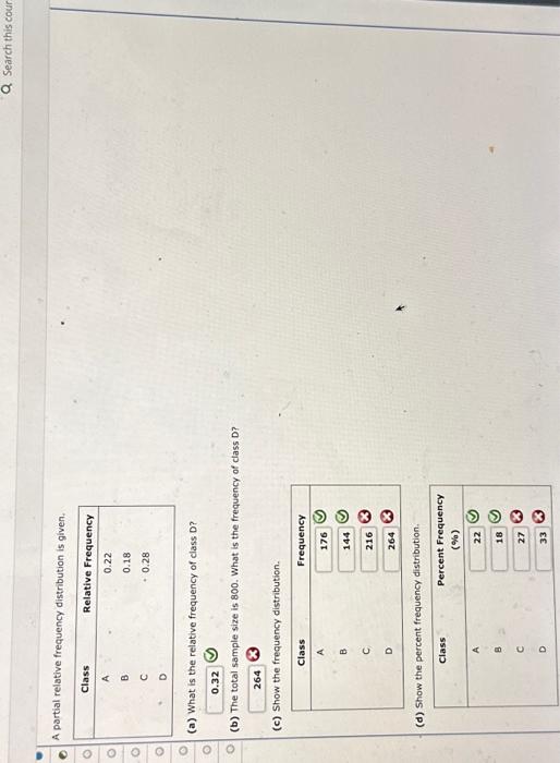  A partial relative frequency distribution is given. (a) What is the
