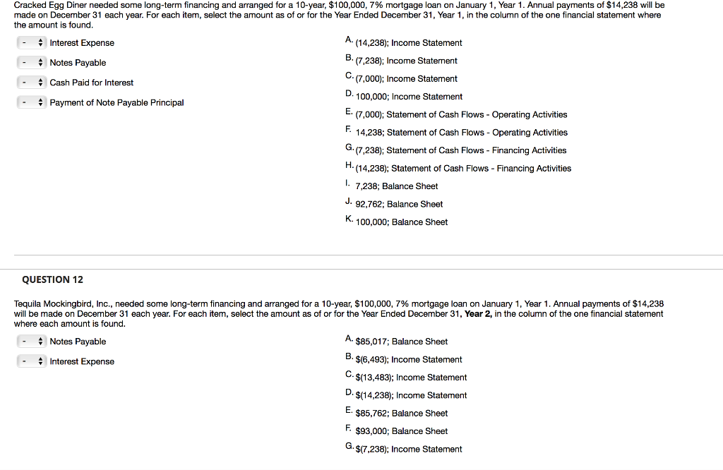 PLEASE ANSWER BOTH Cracked Egg Diner needed some long-term financing and arranged