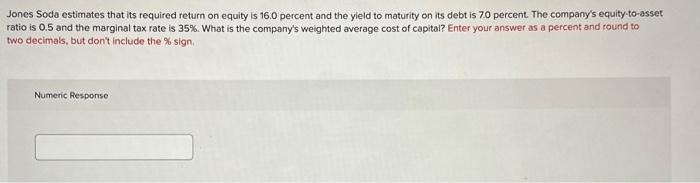  Jones Soda estimates that its required return on equity is 16.0
