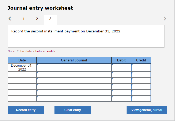 year on December 31. Required: 1. Complete an amortization table for this