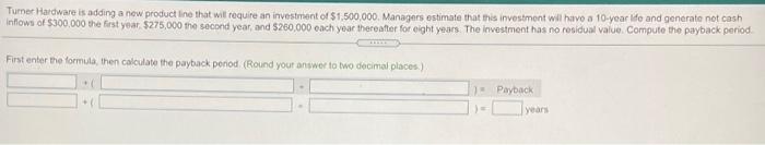  Tumer Hardware is adding a new product line that will require
