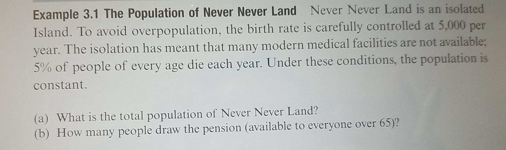 is the median age of the population of Never Never Land? What