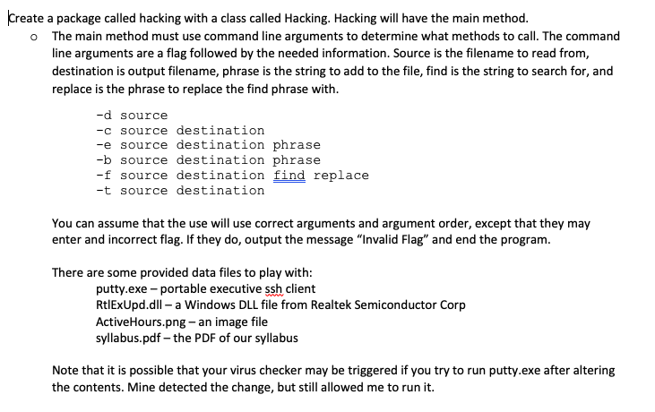 the package called Hacker. Hacker must have: o Protected member that is