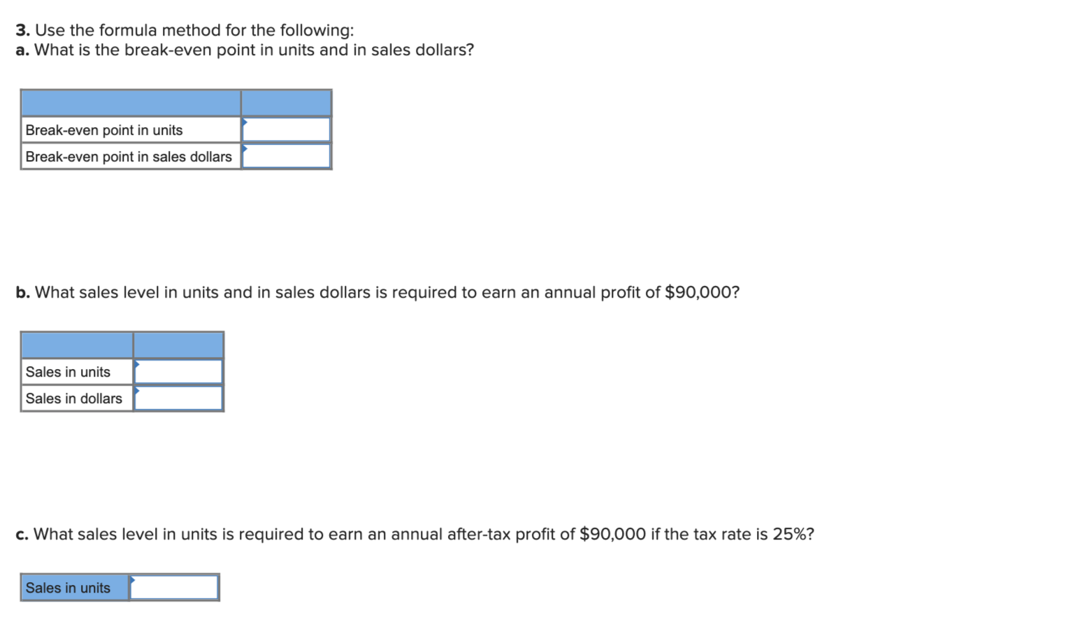 a high-quality knapsack. The product sells for $60 per unit and has