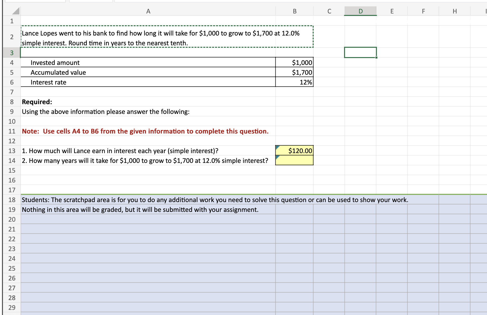 need help learning to solve problem on excel. PLEASE USE EXCEL REFERENCE