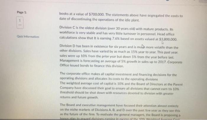 over the next two years. Division B has been operating for the