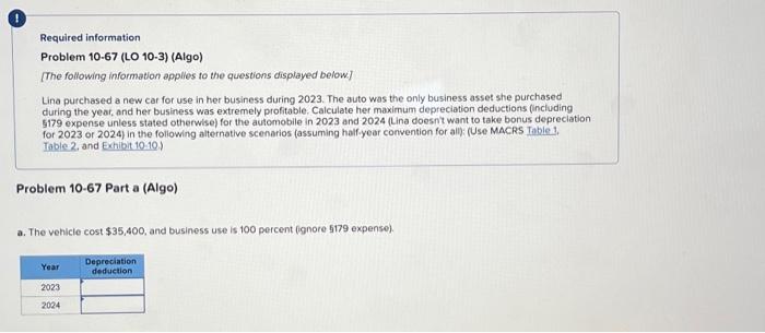 A and B please Required information Problem 10-67 (LO 10-3) (Algo) [The