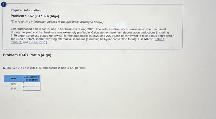 following information applies to the questions displayed below] Lina purchased a new