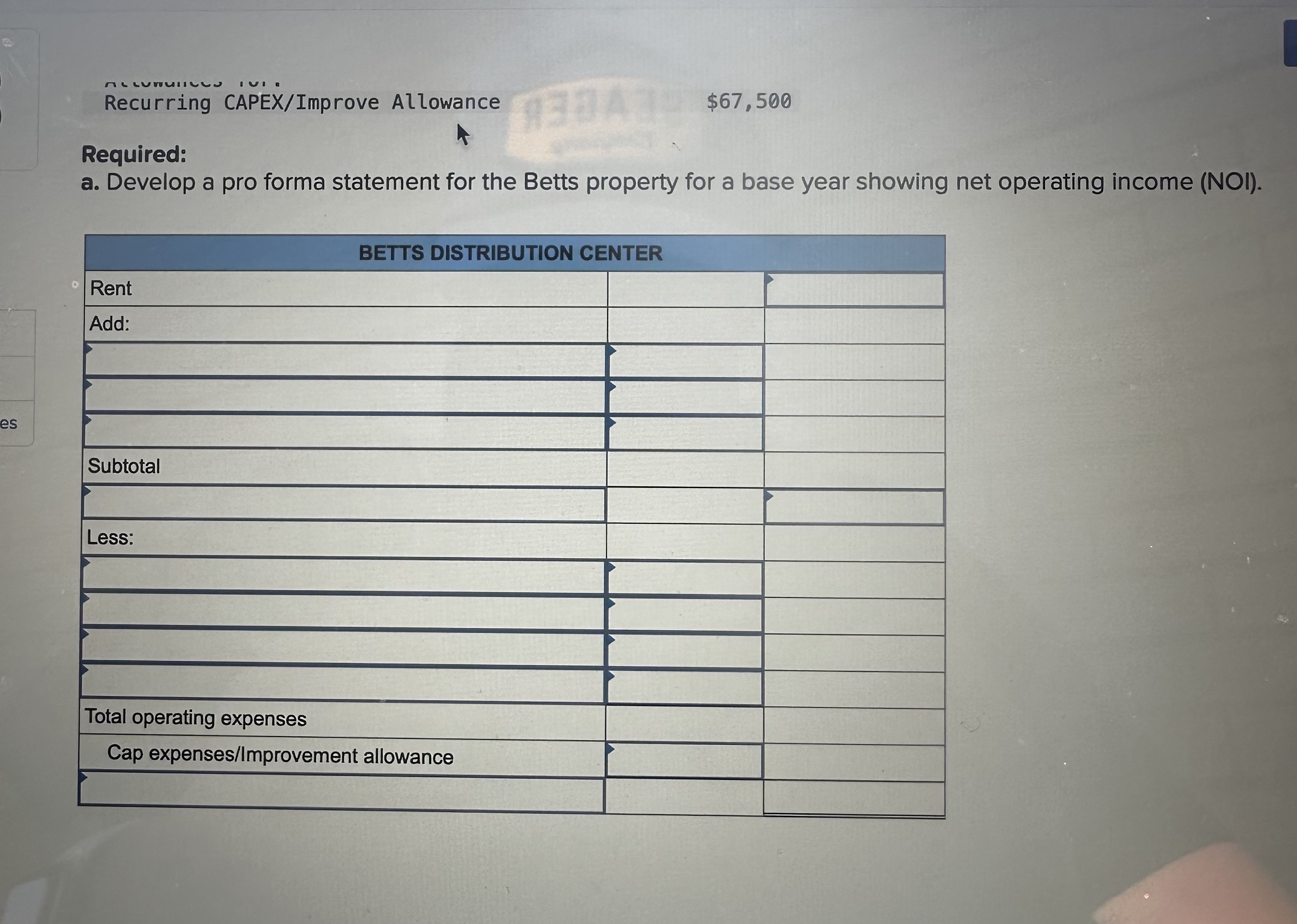  You have been asked to develop a pro forma statement of