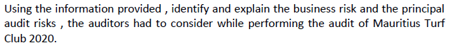  Using the information provided, identify and explain the business risk and
