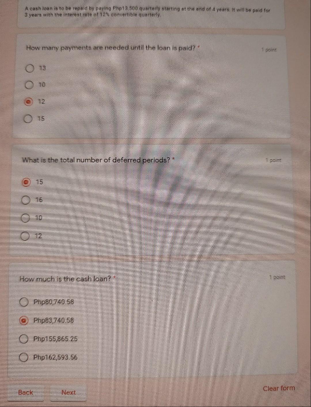  A cash loan is to be repaid by paying Php 18.500