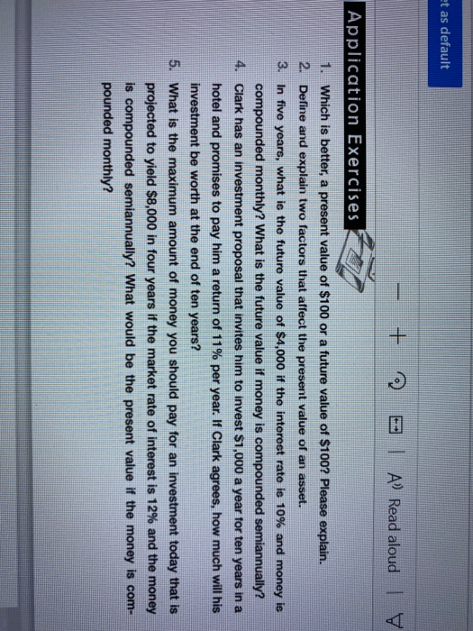  et as default + T A) Read aloudy Application Exercises 1.
