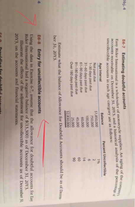  Please answer E6-8 E6-8 E6-8 E6-8 E6-7 Estimating doubtful accounts Easy