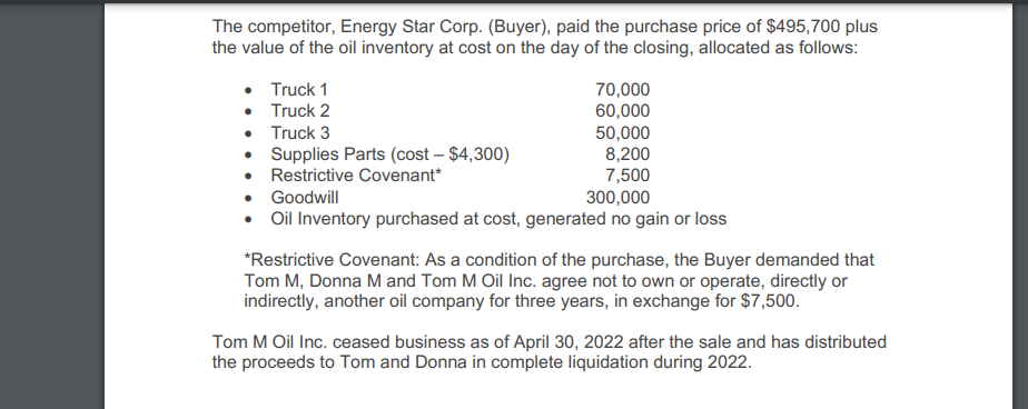 for sellers of this case TOM and DONNA specifically applicable to the