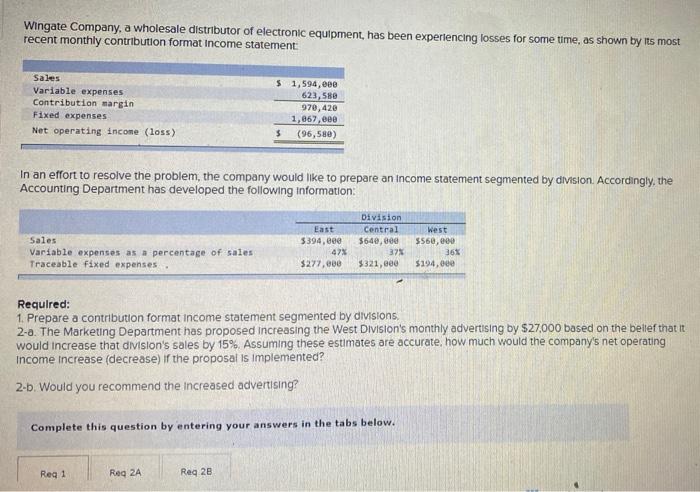 need help in ALL. please add work/steps. thank you. Wingate Company, a