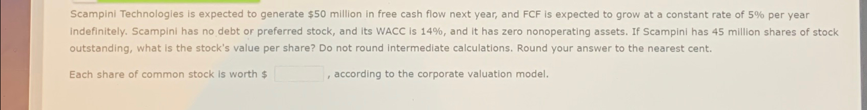  Scampini Technologies is expected to generate $50 million in free cash