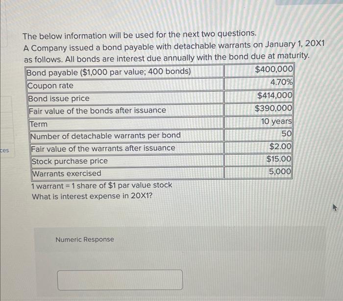  The below information will be used for the next two questions.