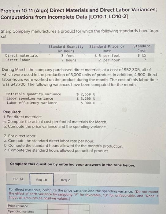 Incomplete Data [LO10-1, LO10-2] Sharp Company manufactures a product for which the