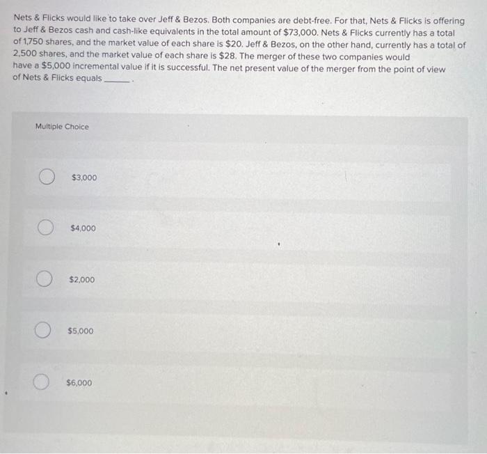  Nets \& Flicks would like to take over Jeff \& Bezos.