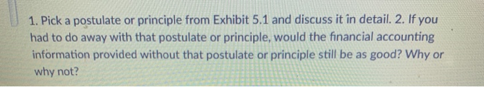  1. Pick a postulate or principle from Exhibit 5.1 and discuss