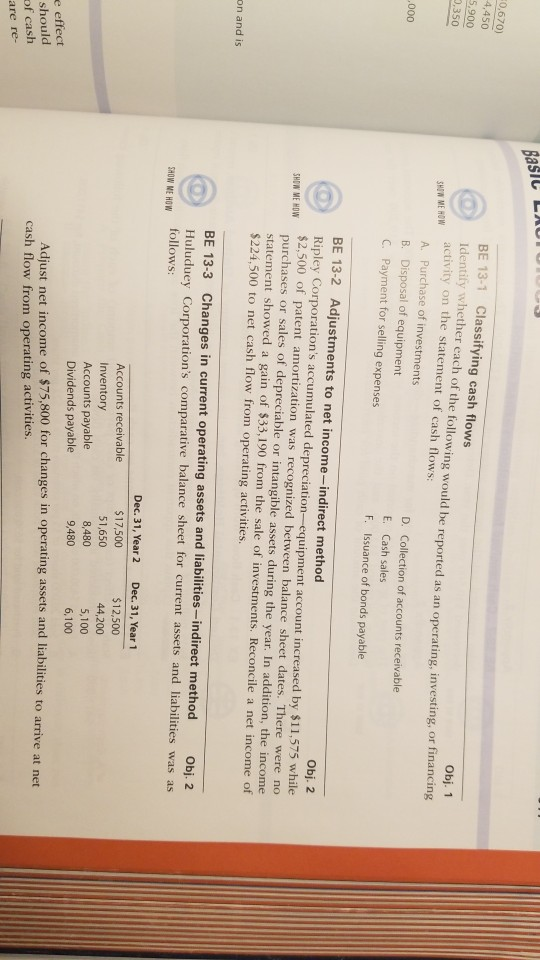  can you answer BE- 1 thru BE-3 please Basic Law 9.670)