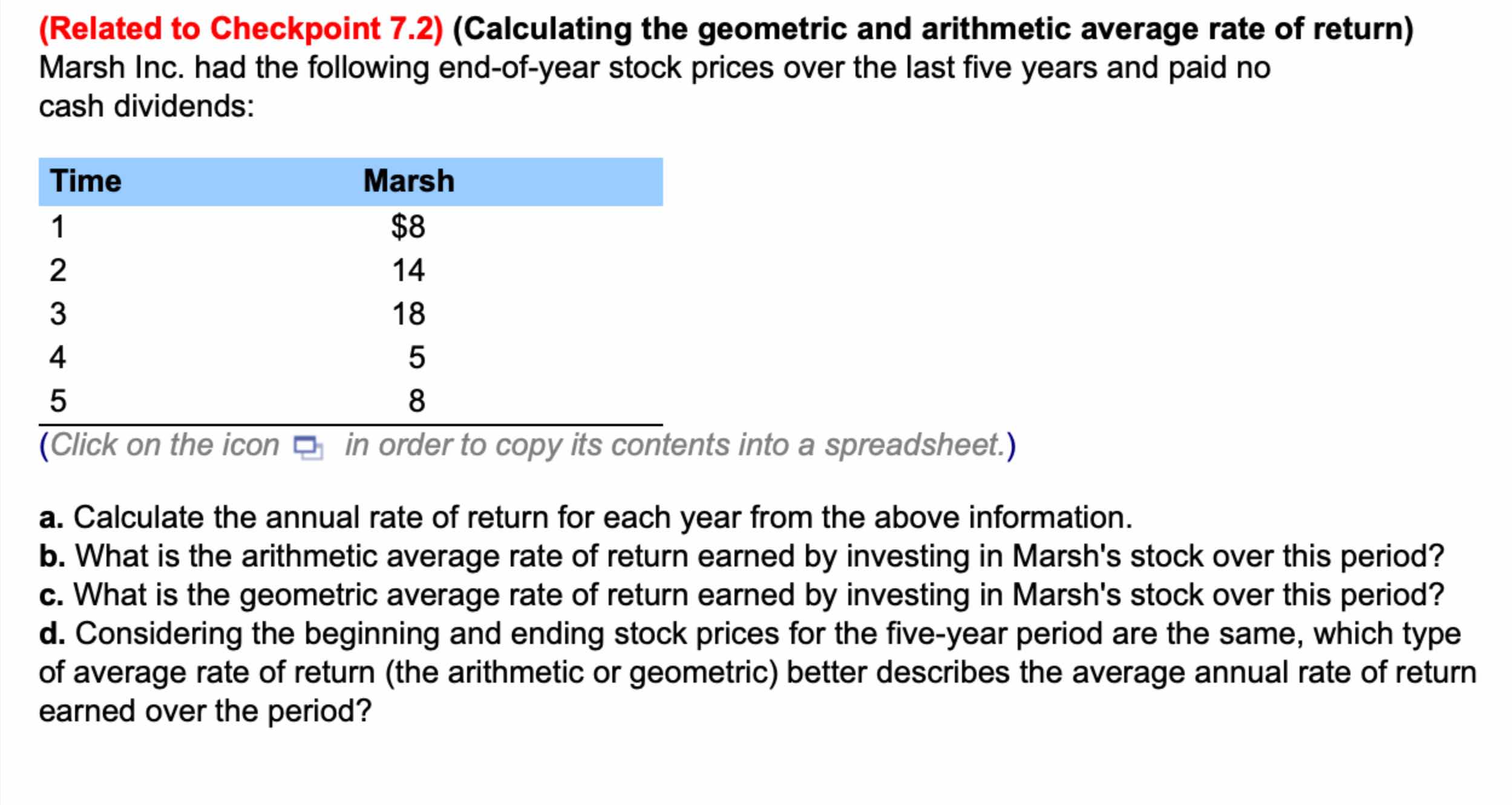 (Related to Checkpoint 7.2)(Calculating the geometric and arithmetic average rate of