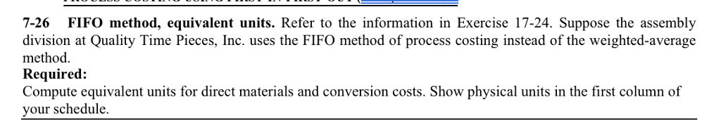 Pieces, Inc. uses the weighted-average method of process costing. Consider the following