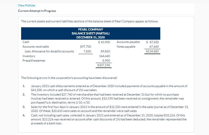  View Policies Current Attempt in Progress The current assets and current