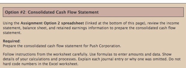  Option #2: Consolidated Cash Flow Statement Using the Assignment Option 2