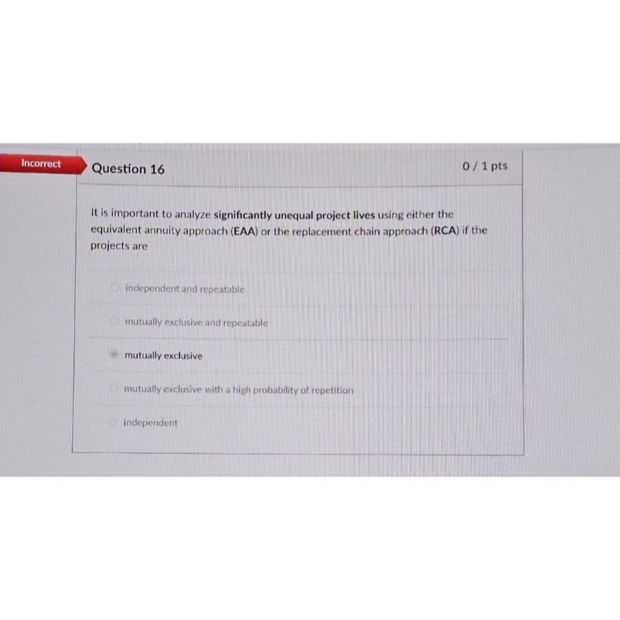  Question 16 01 pts It is important to analyze significantly unequal