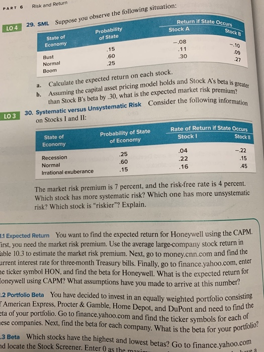  asking for help on problem 30, systemic vs unsystematic risk Risk
