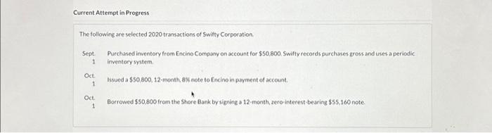 Current Attempt in Progress The following are selected 2020 transactions of