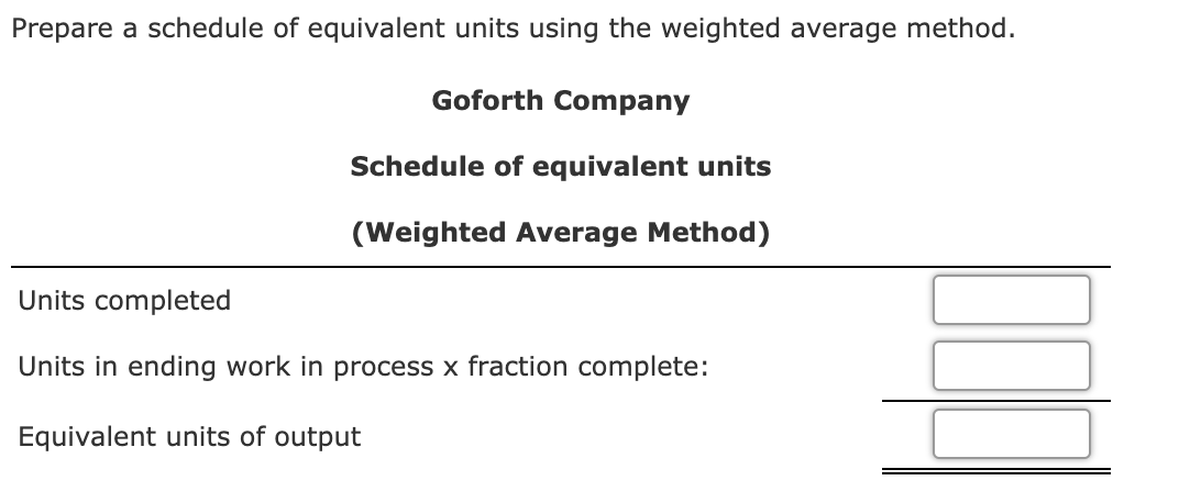 all manufacturing inputs are applied uniformly. Goforth produced the following physical flow