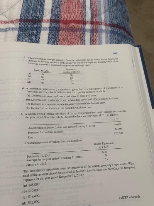 LO 8 Select the best answer for each of the following items: