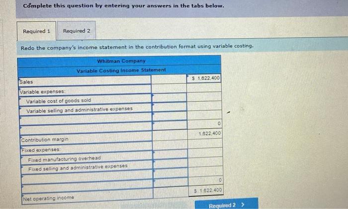 has just completed its first year of operations. The company's absorption costing