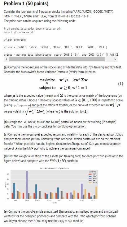  Problem 1(50 points) Consider the log-returns of 8 popular stocks including