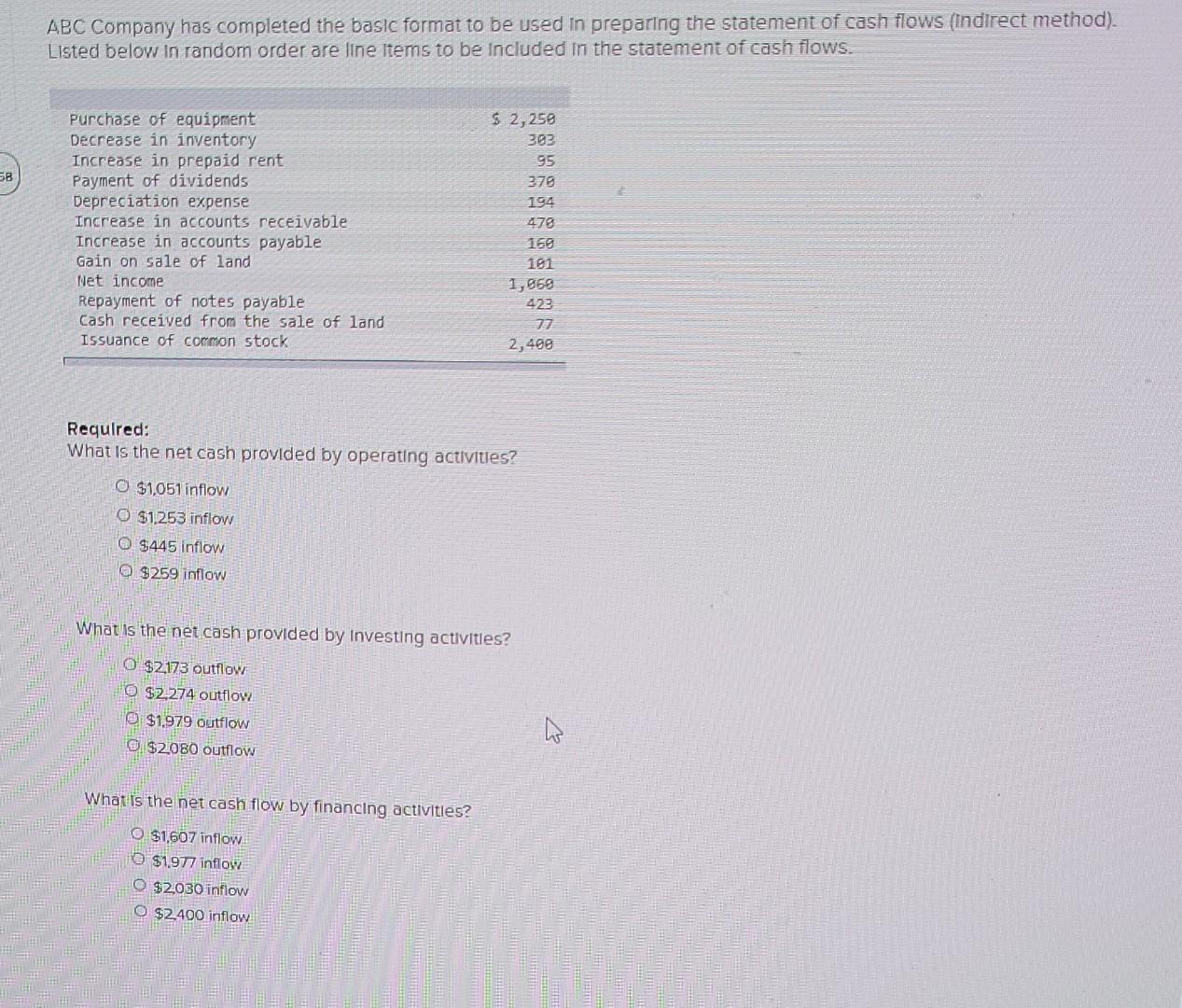  ABC Company has completed the basic format to be used in