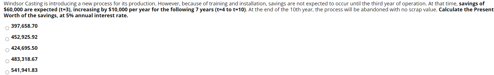  Windsor Casting is introducing a new process for its production. However,