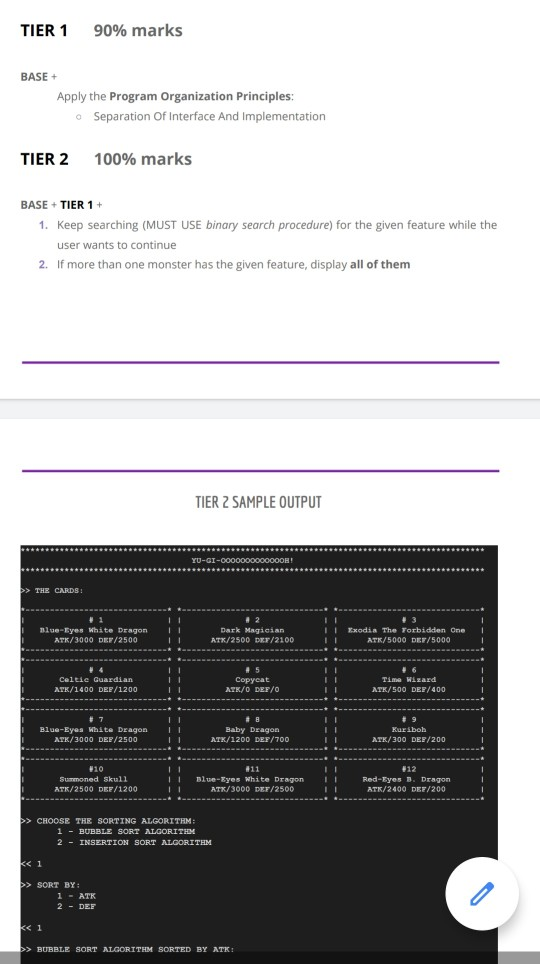named monsters.txt containing the description of monsters in the following format: Blue-Eyes