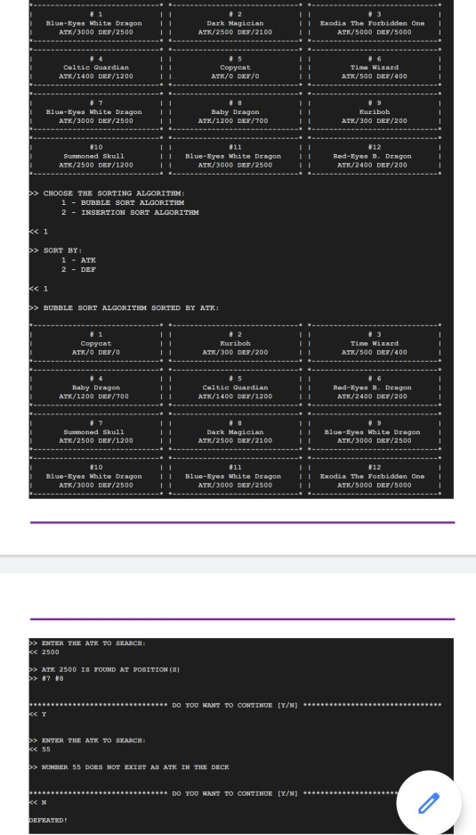White Dragon 3000 2500The monsters will be read into an array as