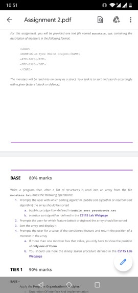 after a list of structures is read into an array from the