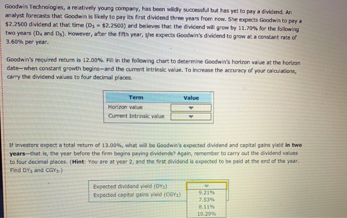  Please show work. Goodwin Technologies, a relatively young company, has been