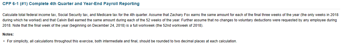  CPP 6-1 (#1) Complete 4th Quarter and Year-End Payroll Reporting Calculate