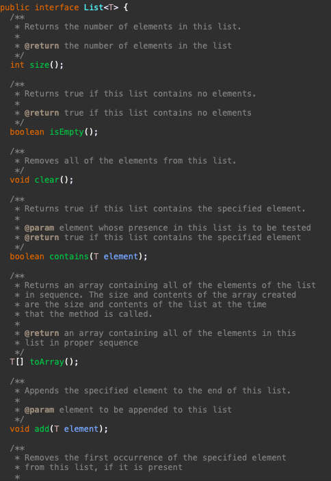 Using Java implement a linked list: The list interface defines what the