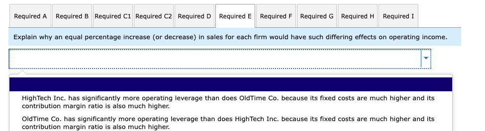 that they earned an equal amount of operating income on identical sales