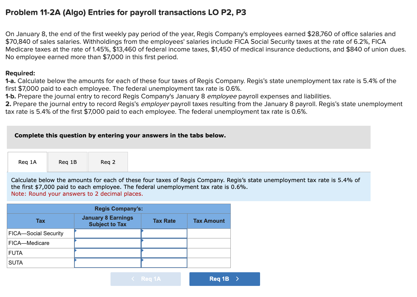  Accounting help! Problem 11-2A (Algo) Entries for payroll transactions LO P2,