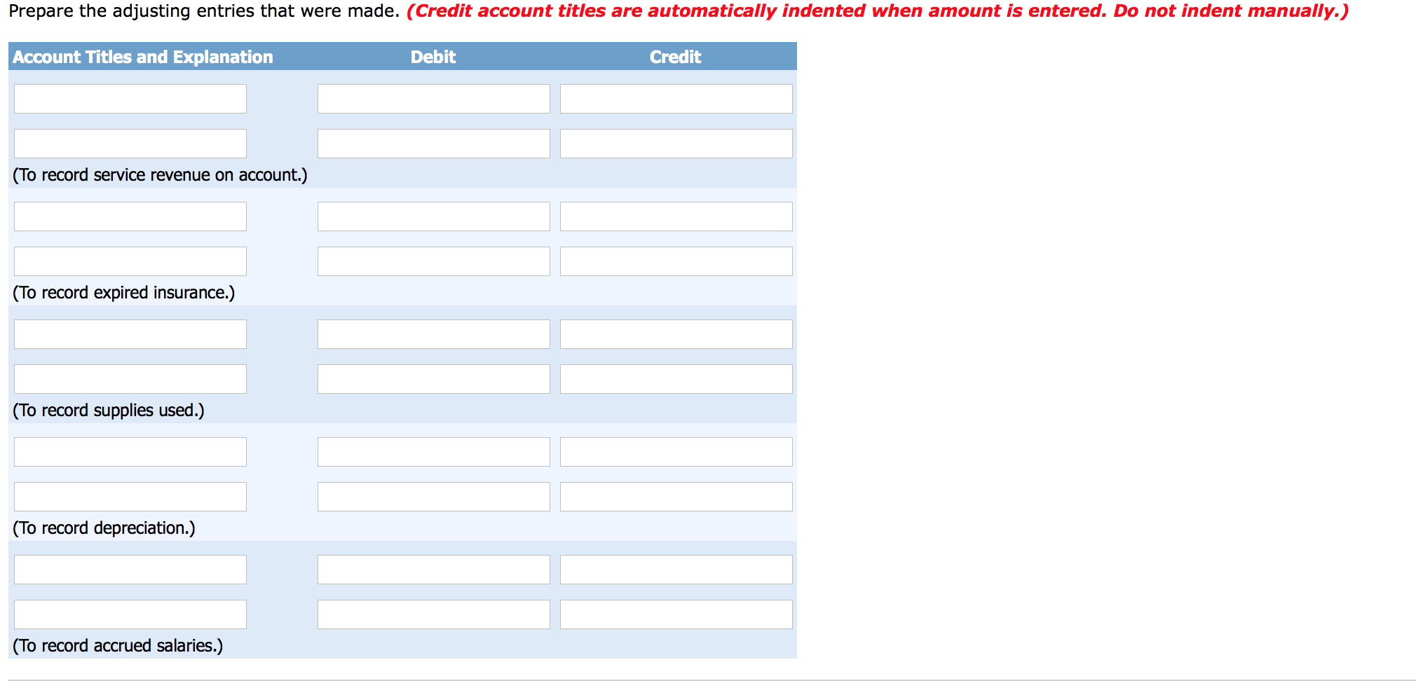 6,253 11,097 Account Titles Accounts Receivable Prepaid Insurance Supplies Accumulated Depreciation-Equipment Salaries