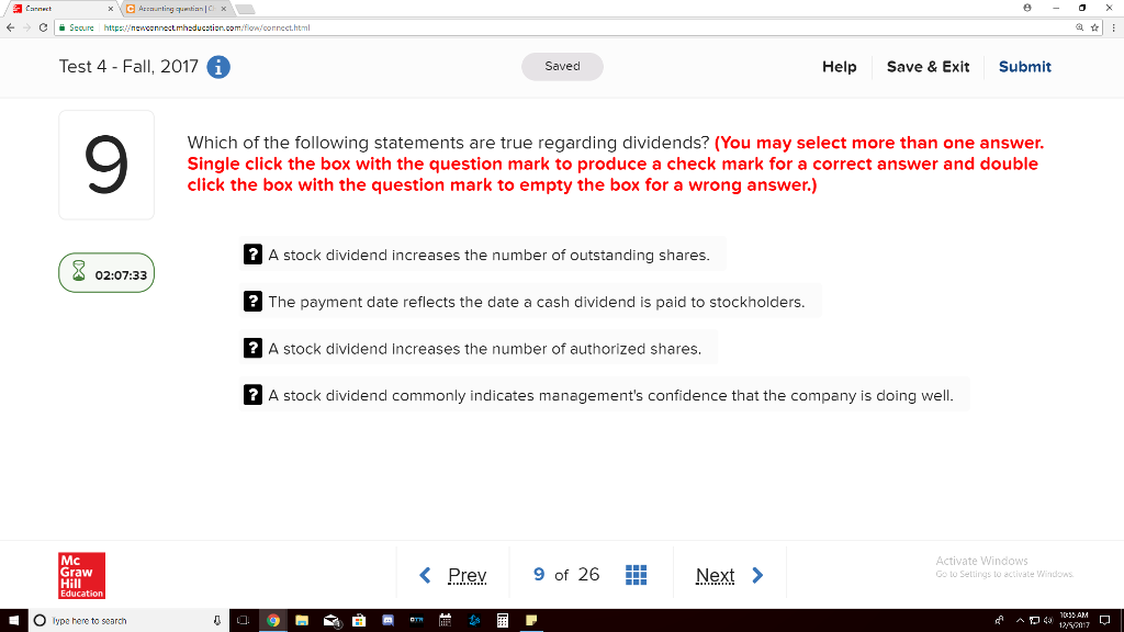Connect CSecure httpnewconnectmheducstion.com/fow/connect.htm Test 4 - Fall, 2017 6 Help Save