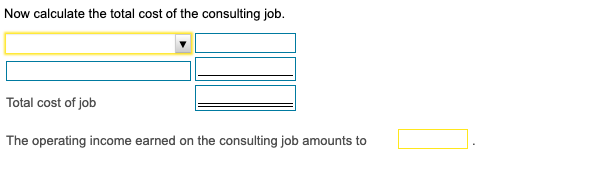 the consulting job and the operating income earned. i Data Table Estimated